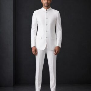 The Executive White Bandhgala