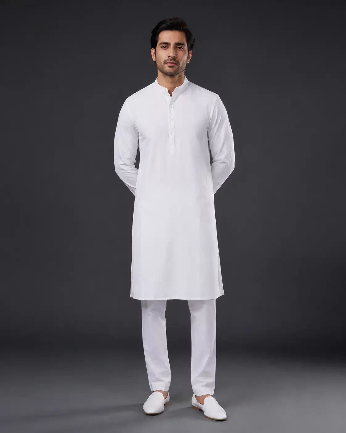 Classic White Kurta Pajama Set For Men - Image 5