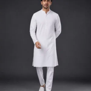 Classic White Kurta Pajama Set For Men